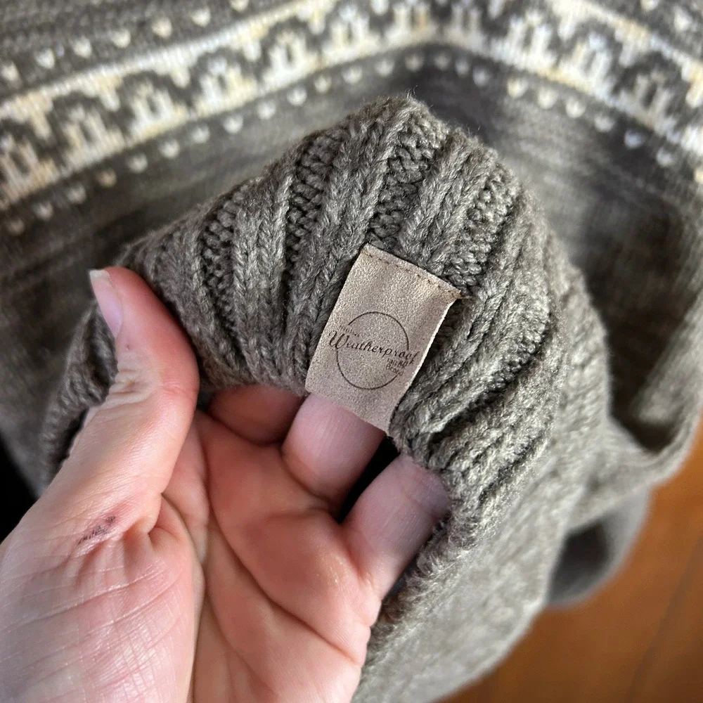 Weatherproof‎ Vintage Men's Shawl Collar Fair Isle Knit Sweater Brown Cabincore